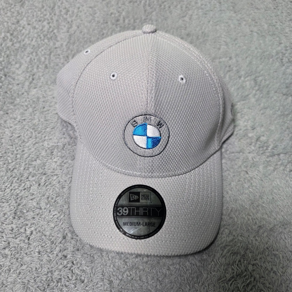 New Era Mens Medium/Large 39THIRTY BMW Hat Grey Embroidered Stretch Fit Cap